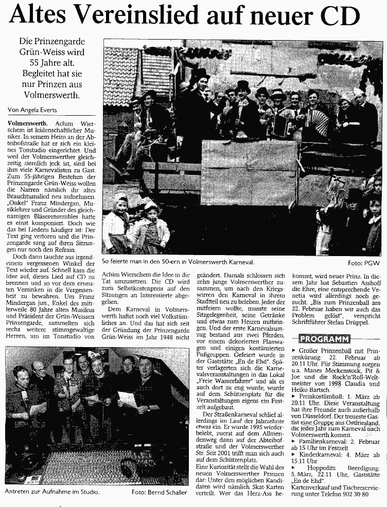 WZ D�sseldorfer Nachrichten 14.01.2003