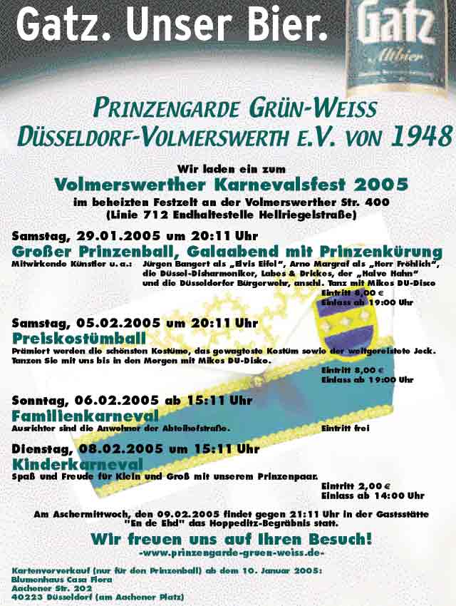 Plakat 2005 Prinzengarde Gr�n-Weiss